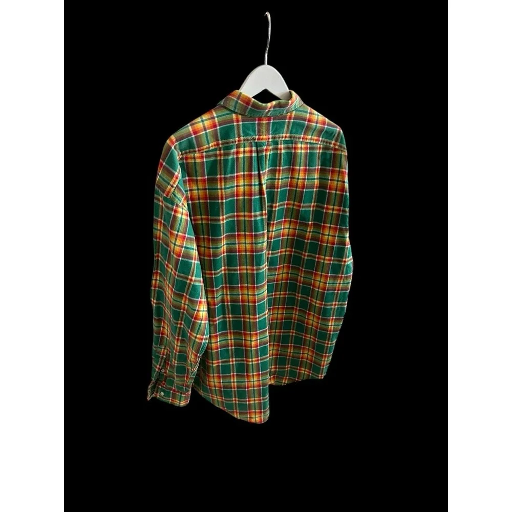 Ralph Lauren XXL Blake Long Sleeve Button Up‎ Plaid Green Orange 100% Cotton